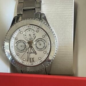 Fossil stainless steel silver watch with box